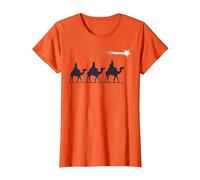 Los 3 Reyes Magos Regalo Familia Navidad para Cristianos Camiseta, Mujer, Naranja, XS