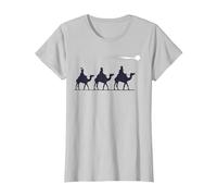 Los 3 Reyes Magos Regalo Familia Navidad para Cristianos Camiseta, Mujer, Plata, XS