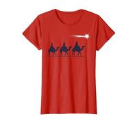 Los 3 Reyes Magos Regalo Familia Navidad para Cristianos Camiseta, Mujer, Rojo, XL