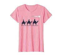 Los 3 Reyes Magos Regalo Familia Navidad para Cristianos Camiseta, Mujer, Rosado, M