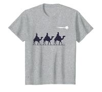 Los 3 Reyes Magos Regalo Familia Navidad para Cristianos Camiseta, Niños, Gris Jaspeado, 8 años