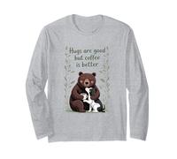 Los Abrazos Son Buenos Pero el café es Mejor Divertido Oso y Perro Manga Larga