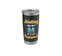Los adultos de pickleball pueden esperar Juguemos al pickleball Player Vaso térmico de acero inoxidable de doble pared