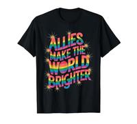 Los aliados de la Alianza LGBTQ Hacen Que el Mundo Sea más Brillante Camiseta gráfica económica, Hombre, Negro, L