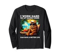 Los Amantes de los Gatos Maine Coon diseñan un Divertido Maine Coon Manga Larga