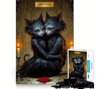 Los Amantes - Rompecabezas de Tarot de Gatos para Adolescentes, 1000 Piezas, Mejora la Memoria, Relajación, Bordes Precisos, Regalo Increíble 50x75cm