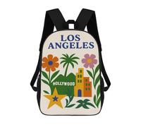 Los Angeles And Hollywood Illustration 17inch Mochilas Escolares Impresas En 3D, Mochilas Escolares De Moda Para Niños De Primaria Y Secundaria