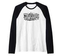 Los Ángeles California City Skyline Bosquejo Camiseta Manga Raglan