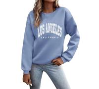 Los Angeles California Graphic Sudaderas para mujer Workou Comfort Casual Tops 2025 hombros caídos cuello redondo Suéteres estéticos Y2K Preppy Otoño Sudaderas Anime Pullover Sudaderas, azul, S