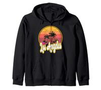 Los Ángeles California Playa Retro Atardecer Sudadera con Capucha