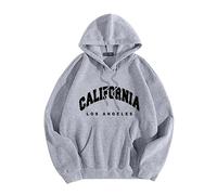 Los Angeles California - Sudaderas con capucha para mujer, de manga larga, con capucha, estilo vintage, con cordón, letra con bolsillo, ropa gótica de Los Ángeles, otoño Y2K, gris, L
