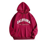 Los Angeles California - Sudaderas con capucha para mujer, de manga larga, con capucha, estilo vintage, con cordón, letra con bolsillo, ropa gótica de Los Ángeles, otoño Y2K, Vino, L