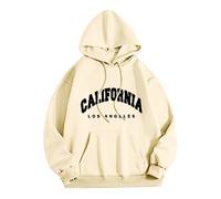 Los Angeles California - Sudaderas con capucha para mujer, de manga larga, con capucha, estilo vintage, con cordón, letra con bolsillo, ropa gótica de Los Ángeles, otoño Y2K, beige, XXL