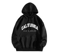 Los Angeles California - Sudaderas con capucha para mujer, de manga larga, con capucha, estilo vintage, con cordón, letra con bolsillo, ropa gótica de Los Ángeles, otoño Y2K, Negro, XXL