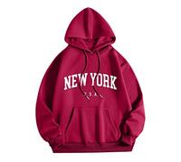 Los Angeles California Sudaderas y sudaderas con capucha para hombre, de gran tamaño, diseño de murciélago, New York, con diseño de letras universitarias, manga larga, gráfico atlético, con cordón,