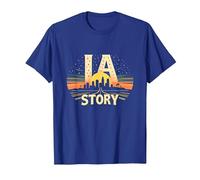 Los Ángeles LA Story Starry Skyline Cityscape Camiseta, Hombre, Azul Real, XL