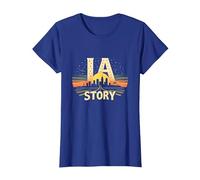 Los Ángeles LA Story Starry Skyline Cityscape Camiseta, Mujer, Azul Real, M