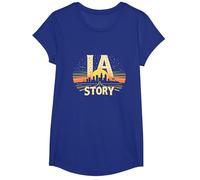 Los Ángeles LA Story Starry Skyline Cityscape Camiseta, Niñas, Azul Real, S