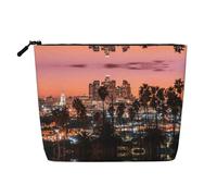 Los Angeles Palm Trees - Organizador de cosméticos grande de cáñamo falso, resistente al agua, bolsa con cremallera para viajes diarios