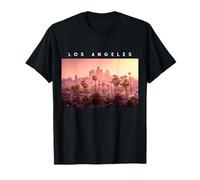 Los Ángeles Pink Sunset Downtown Palm Trees Niños Niñas Mujeres Camiseta