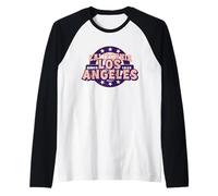 Los Ángeles Retro Vintage California City Style USA Design Camiseta Manga Raglan
