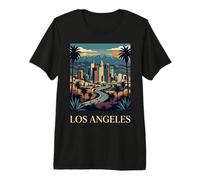 Los Ángeles Skyline California Retro Vintage City Art Camiseta Premium