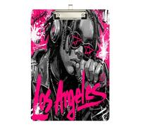 Los Angels Neon Cool Rapper - Portapapeles de aplicación de la ley, agujero estándar para profesores, imprescindibles para el aula, tamaño 9 x 12.5 pulgadas, tabla para escribir