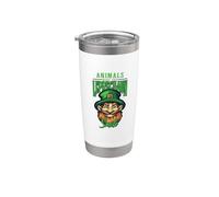 Los animales del día de San Patricio hacen sonreír a este duende Vaso térmico de acero inoxidable de doble pared