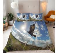 Los Animales Extienden Sus Alas Vuelan En El Cielo Azul-K Funda Nórdica 135x200cm + 2 Funda Almohada 50x75 Microfibra Premium Paisajes Naturales Estampado 3D HD Incluye 4 Correas Fijación Cremallera