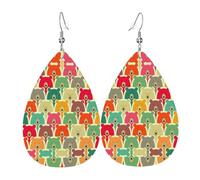 Los aretes de cuero con forma de gota para mujer de Colorful Bears son adecuados para fiestas, fiestas de vacaciones y regalos., talla única