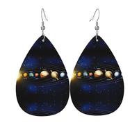 Los aretes de cuero con forma de gota para mujer de Explorando el sistema solar son adecuados para fiestas, fiestas de vacaciones y regalos., talla única
