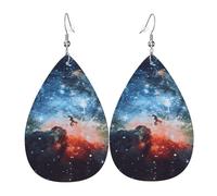 Los aretes de cuero con forma de gota para mujer de Galaxy Space 3D son adecuados para fiestas, fiestas de vacaciones y regalos., talla única