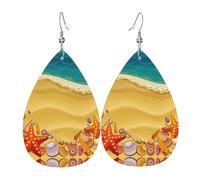 Los aretes de cuero con forma de gota para mujer de Shells On The Beach son adecuados para fiestas, fiestas de vacaciones y regalos., talla única