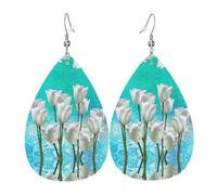 Los aretes de cuero con forma de gota para mujer de Tulip son adecuados para fiestas, fiestas de vacaciones y regalos., talla única