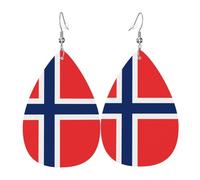 Los aretes de cuero con forma de lágrima con bandera noruega son un accesorio lujoso y de moda adecuado para mujeres, mostrando encanto individual.