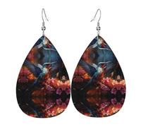 Los aretes de cuero con forma de lágrima de colibrí son un accesorio lujoso y de moda adecuado para mujeres, mostrando encanto individual.