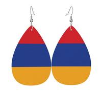 Los aretes de cuero con forma de lágrima de la bandera de Armenia son un accesorio lujoso y de moda adecuado para mujeres, mostrando encanto individual.
