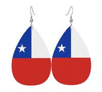 Los aretes de cuero con forma de lágrima de la bandera de Chile son un accesorio lujoso y de moda adecuado para mujeres, mostrando encanto individual.