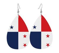 Los aretes de cuero con forma de lágrima de la bandera de Panamá son un accesorio lujoso y de moda adecuado para mujeres, mostrando encanto individual.