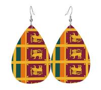Los aretes de cuero con forma de lágrima de la bandera de Sri Lanka son un accesorio lujoso y de moda adecuado para mujeres, mostrando encanto individual.