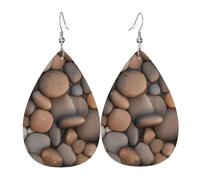 Los aretes de cuero con forma de lágrima de Pebbles in the Beach son un accesorio lujoso y de moda adecuado para mujeres, mostrando encanto individual.