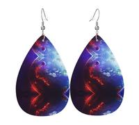 Los aretes de cuero en forma de gota para mujer con forma de gota 3D Planet Space Stars son adecuados para fiestas, fiestas de vacaciones y regalos., talla única