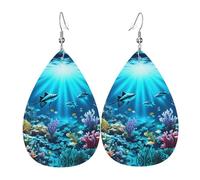 Los aretes de cuero Submarine Coral Rays en forma de lágrima son un accesorio lujoso y de moda adecuado para mujeres, mostrando encanto individual.