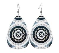 Los aretes redondos de cuero en forma de lágrima de tótem blanco y negro son un accesorio lujoso y de moda adecuado para mujeres, mostrando encanto individual.