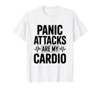 Los ataques de pánico Son mi Cardio Divertido Ansiedad Humor Camiseta gráfica económica, Hombre, Blanco, L