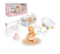 los Barriguitas 700017017 Set de Accesorios de Estilo clásico y muñeco recién Nacido, Multicolor, Talla única