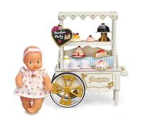 los Barriguitas 700017019 Carrito de Meriendas, Set de Juguete Infantil con muñeca pequeña bebé y un Carro de Estilo clásico Precioso, Multicolor, Talla única