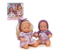 los Barriguitas - Bebés Hermanitas, 2 muñecas vestidas a Juego, Figura Rubia y Figura pequeña con Pelo y Accesorios de Ropa, Incluye una Cuna, niños y niñas + 3 años, Famosa (BFG05000)