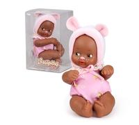 los Barriguitas - Soft Babies, Mini muñeca bebé Vestida como un Precioso ratoncito, Cuerpo blandito con Capucha de Quita y pon y decoración en la Carita, Niños de 2 años+, Famosa (BFG10101)