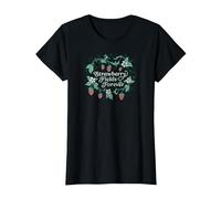 Los Beatles - Strawberry Fields Forever Camiseta, Mujer, Negro, S